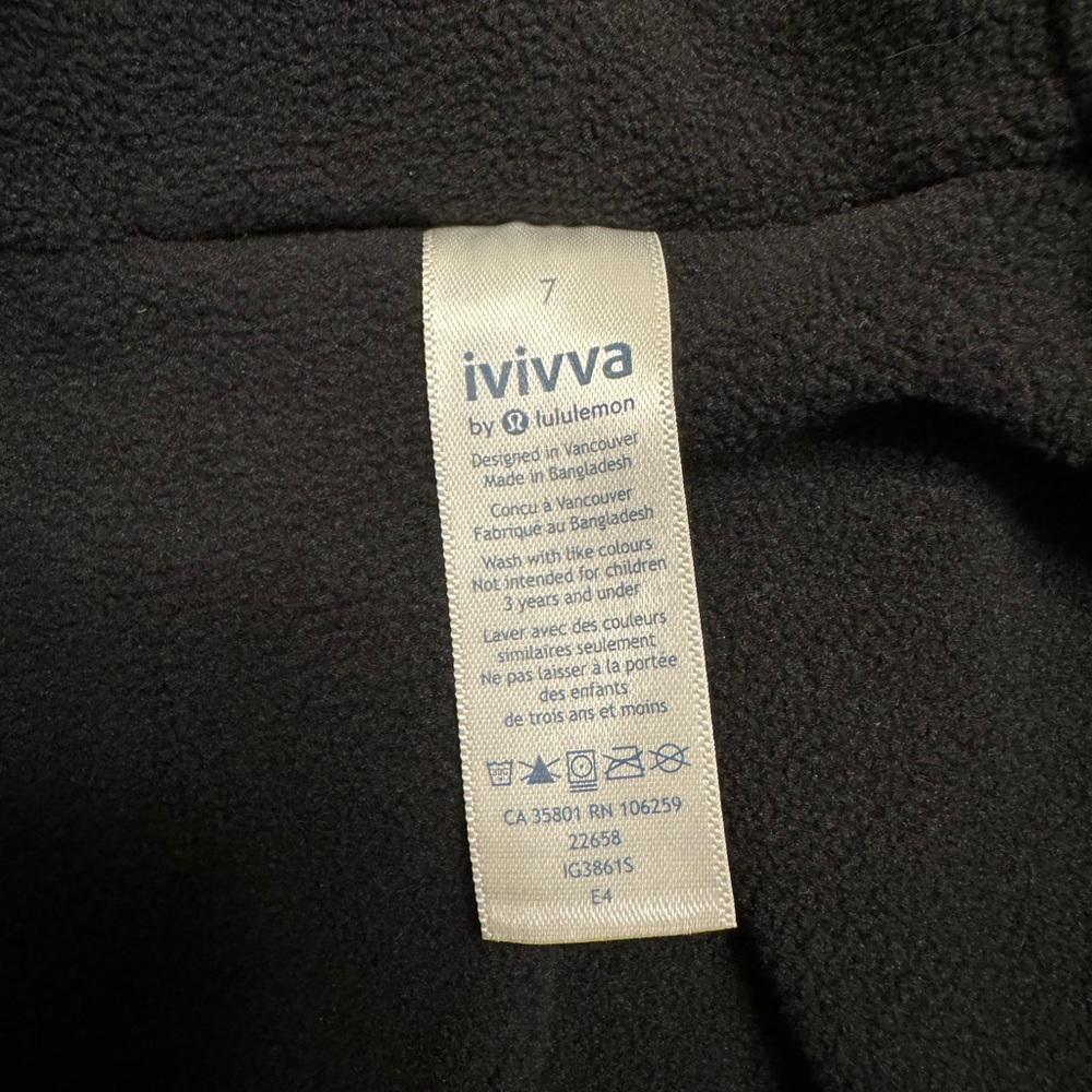 NWOT Ivivva by Lululemon Happy Rain Fleece Lined Jacket - black color - Picture 3 of 9